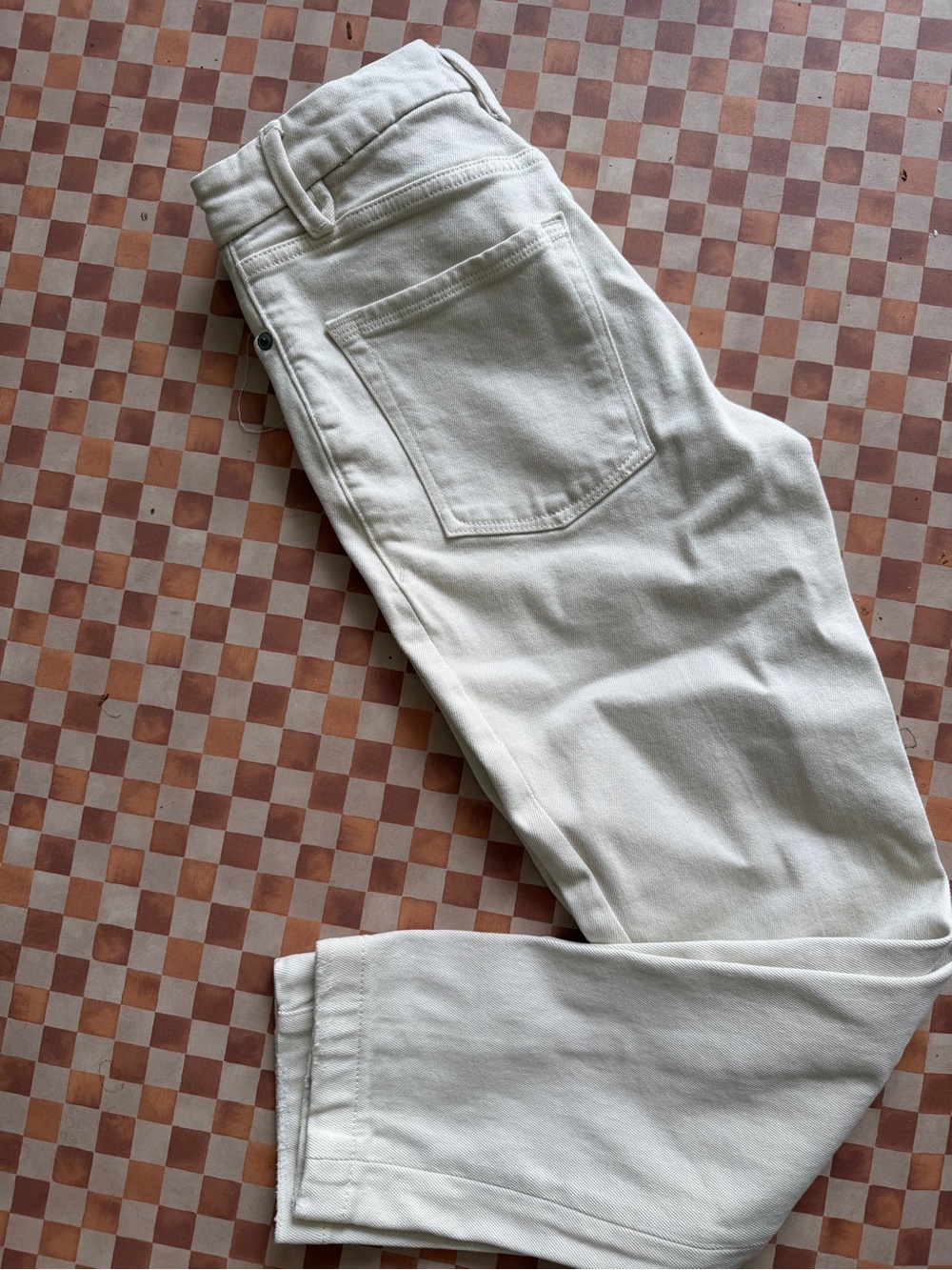 Good American Off-White Straight Leg Jeans